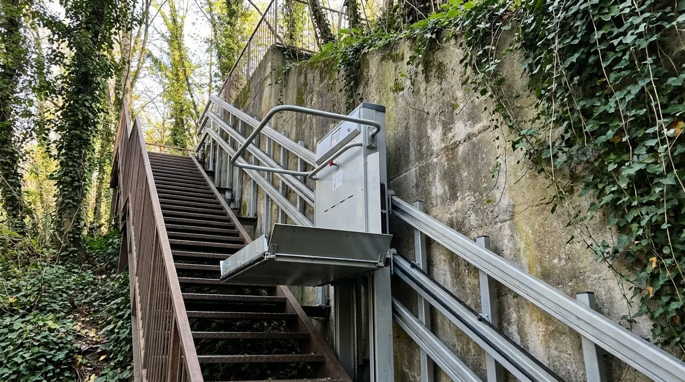 Plateforme monte-escalier extérieur 2026 : prix, types et aides pour fauteuil roulant