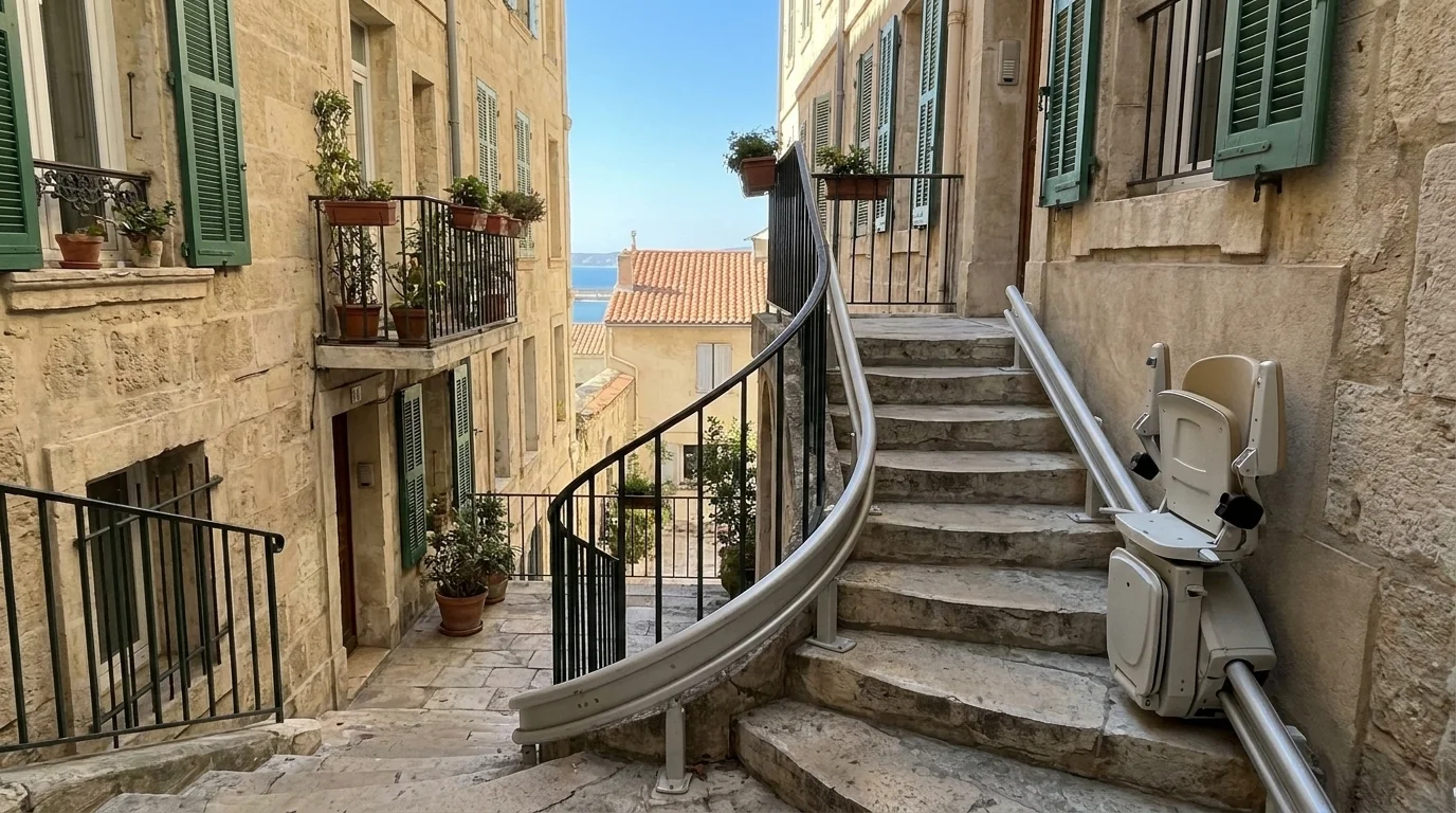 Monte escalier à Marseille — Monte-escalier à Marseille : quand le relief impose ses solutions