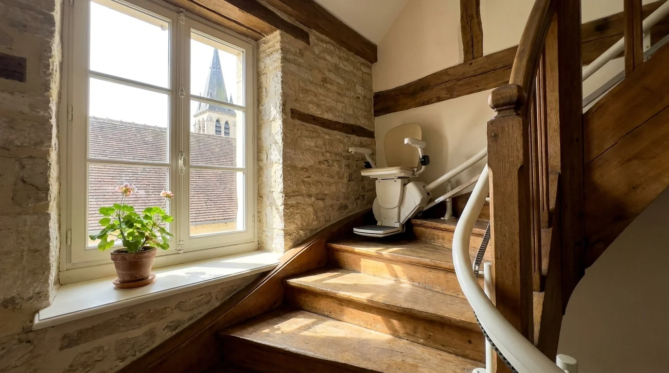 Monte escalier à Dijon — Monte-escalier à Dijon : équiper un logement quand 85 % du parc est en immeuble