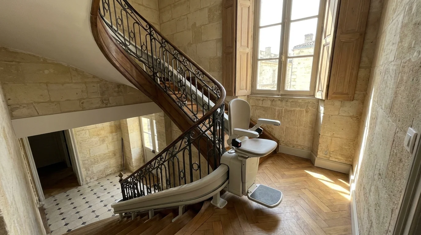 Monte escalier à Bordeaux — Monte-escalier à Bordeaux : échoppes, copropriétés et aides 2026
