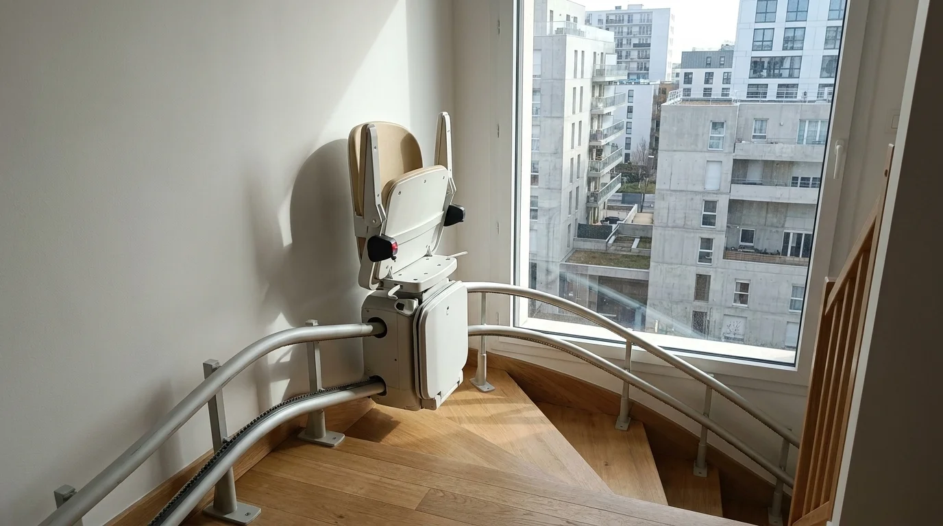 Monte-escalier à Nanterre : l'alimentation électrique avant le rail