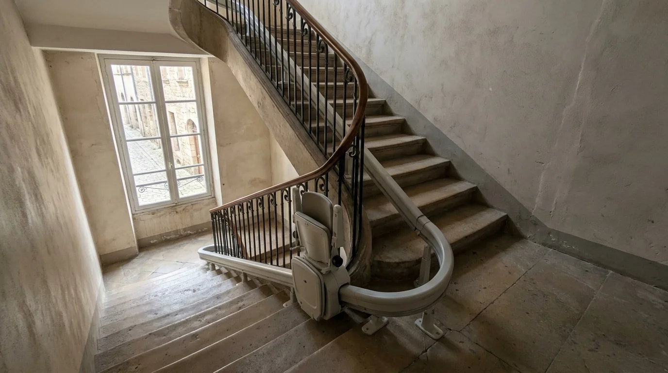 Monte escalier à  — Monte-escalier en Indre-et-Loire : adapter le tuffeau tourangeau au maintien à domicile
