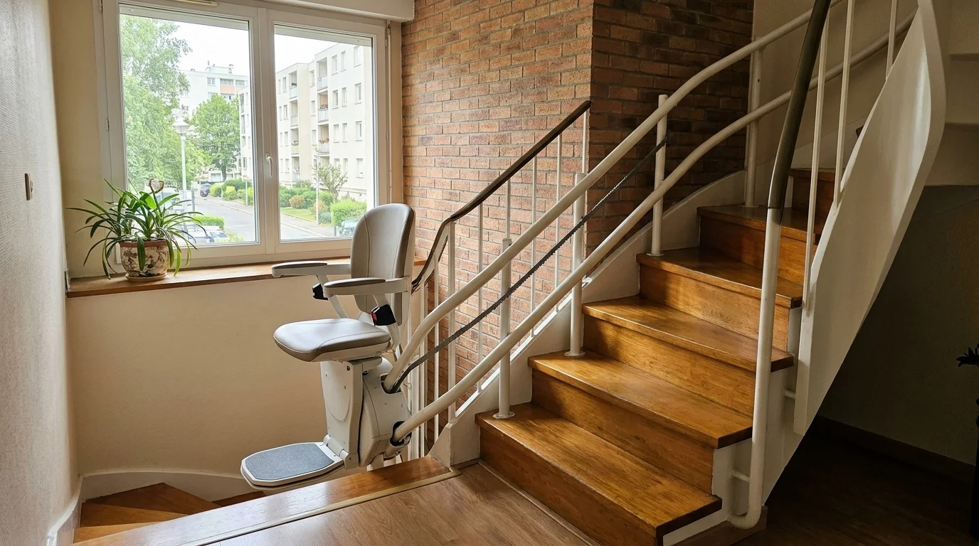 Monte-escalier à Créteil : ce que le bâti d'après-guerre simplifie