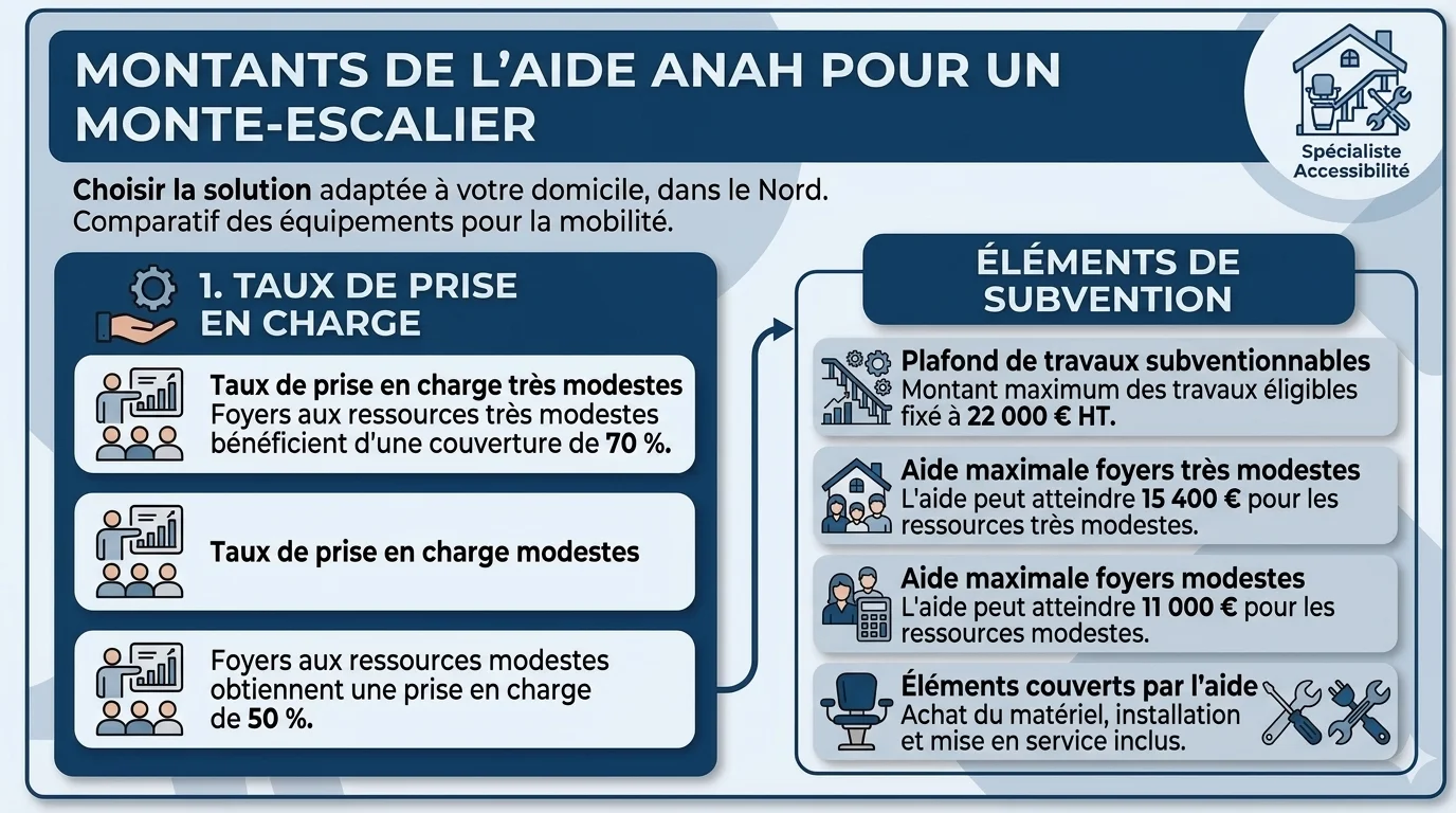 Aide ANAH monte escalier 2026 : MaPrimeAdapt' conditions et montants