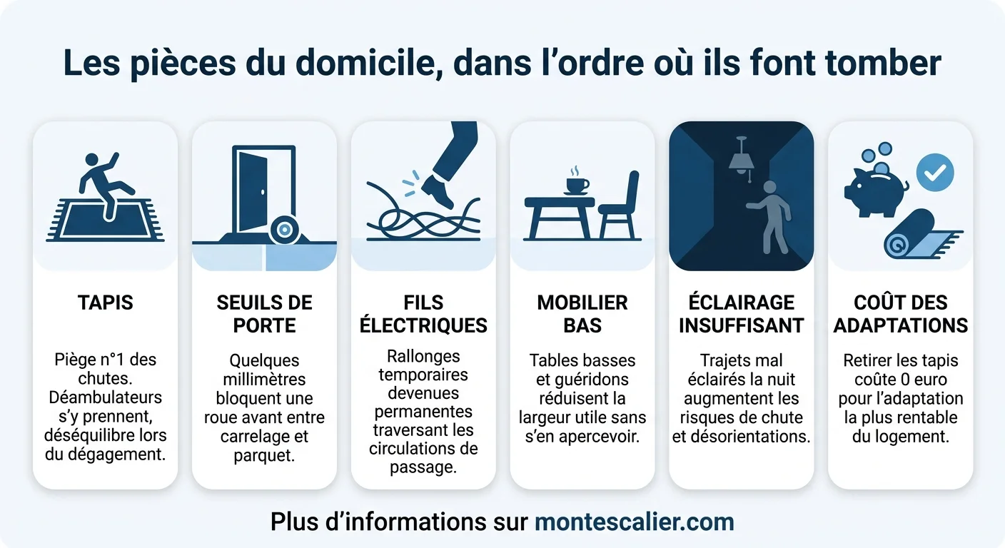 Les pièges du domicile, dans l'ordre où ils font tomber