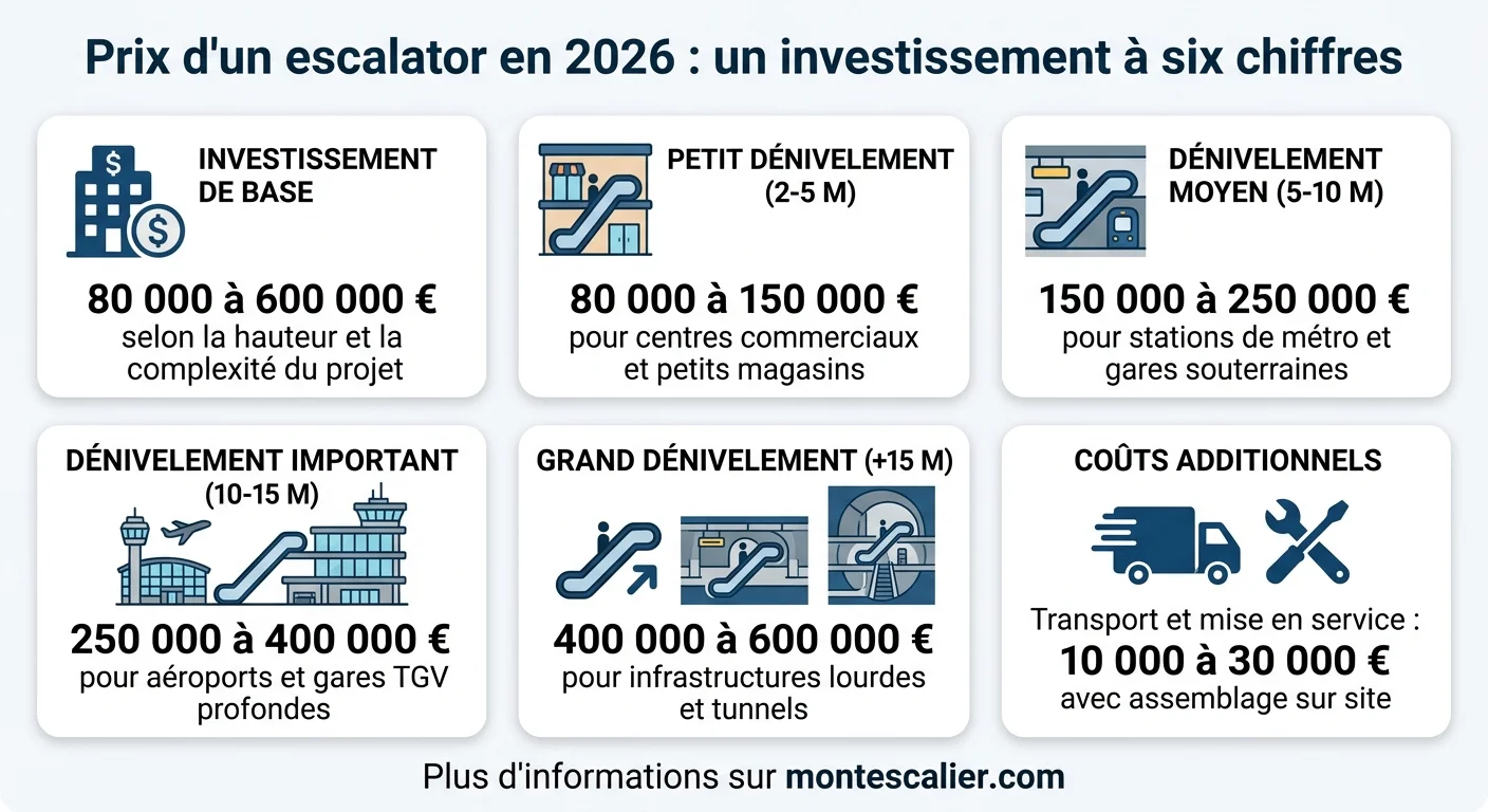 Prix d'un escalator en 2026 : un investissement à six chiffres