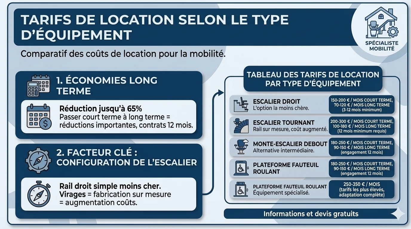 Location monte-escalier 2026 : tarifs, durée et conditions de location