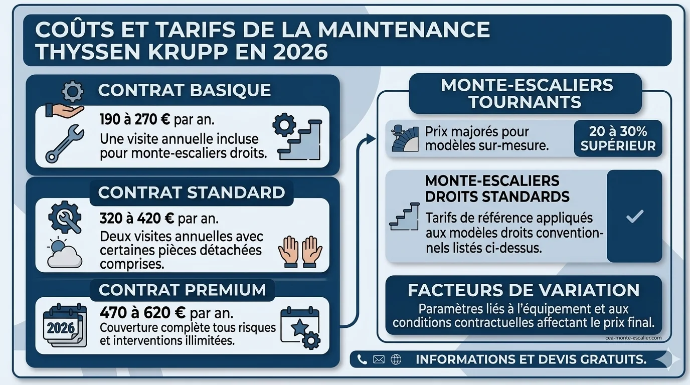 Maintenance monte-escalier ThyssenKrupp (TK Home Solutions) 2026 : services, tarifs et alternatives