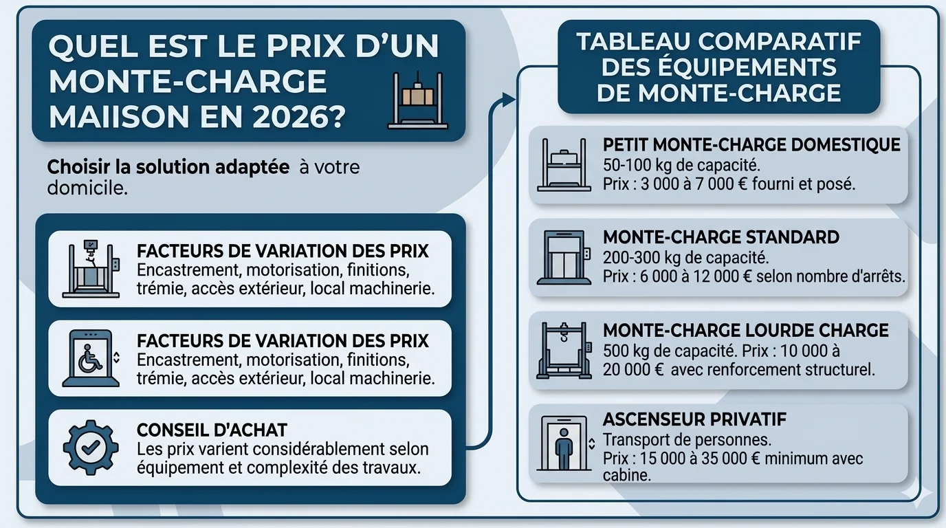 Quel est le prix d'un monte-charge maison en 2026 ?