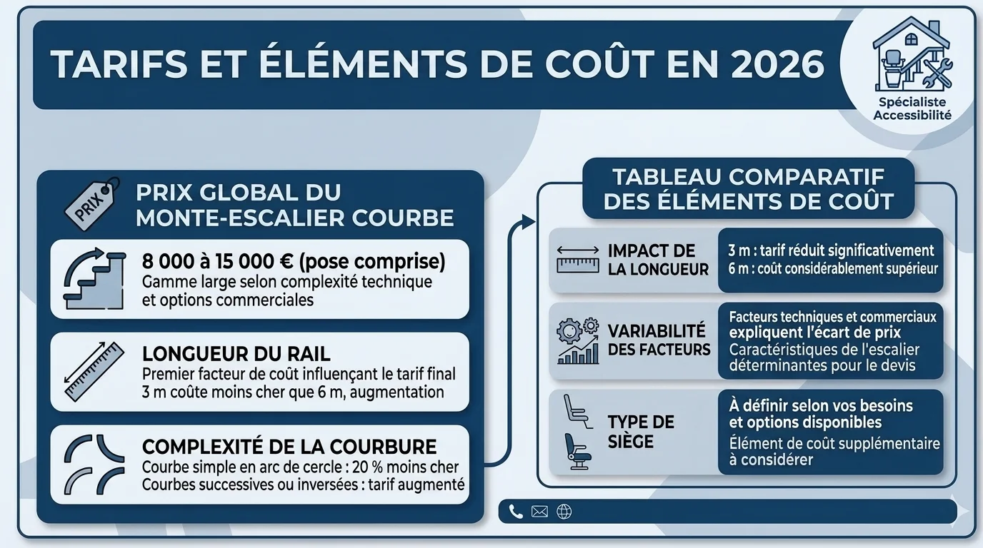 Monte escalier courbe : prix, modèles et installation en 2026