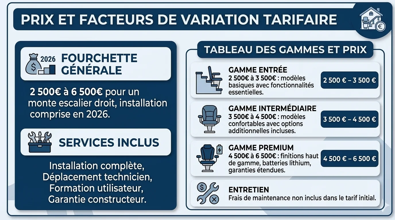 Monte-escalier droit 2026 : guide d'achat, prix et aides financières