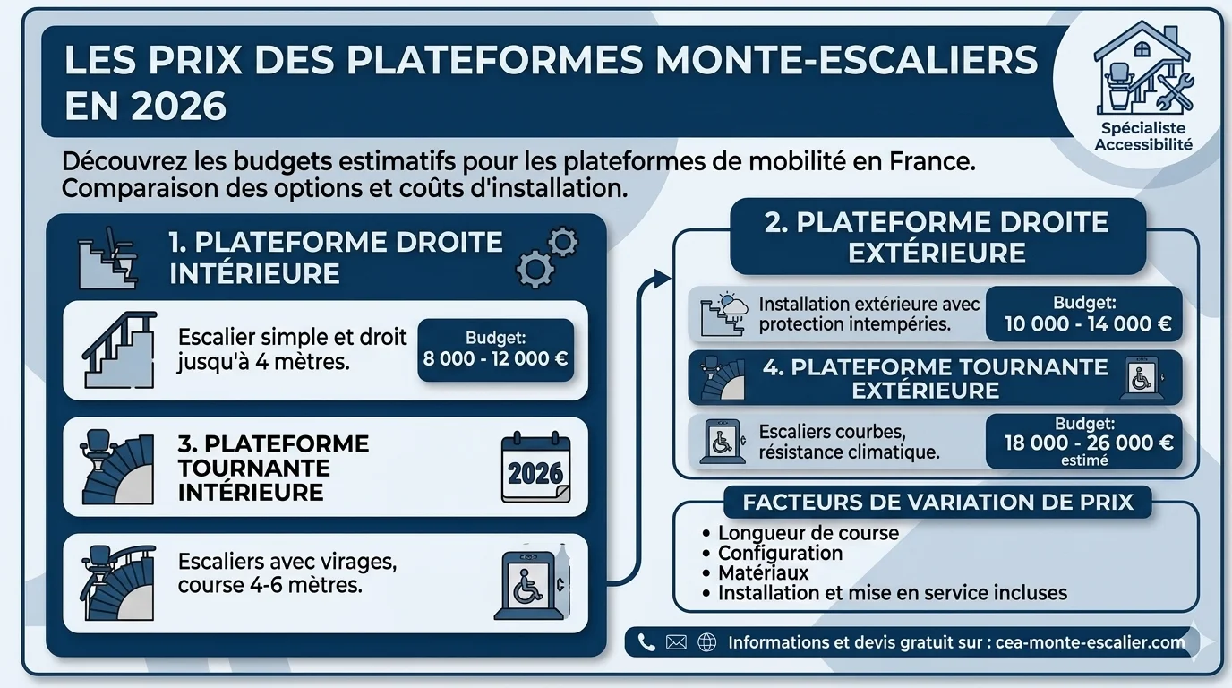Plateforme monte-escalier : prix, installation et aides en 2026