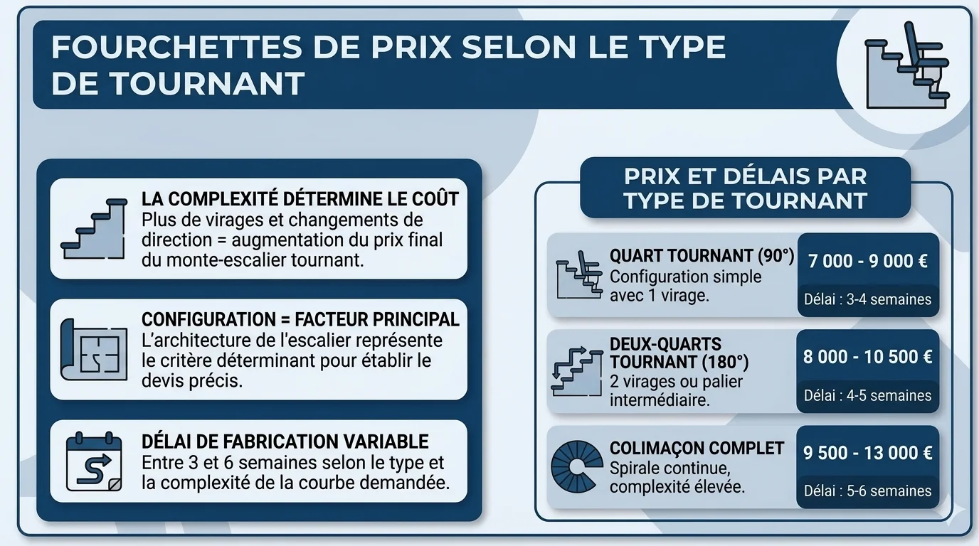 Prix monte-escalier tournant 2026 : tarifs et coûts réels