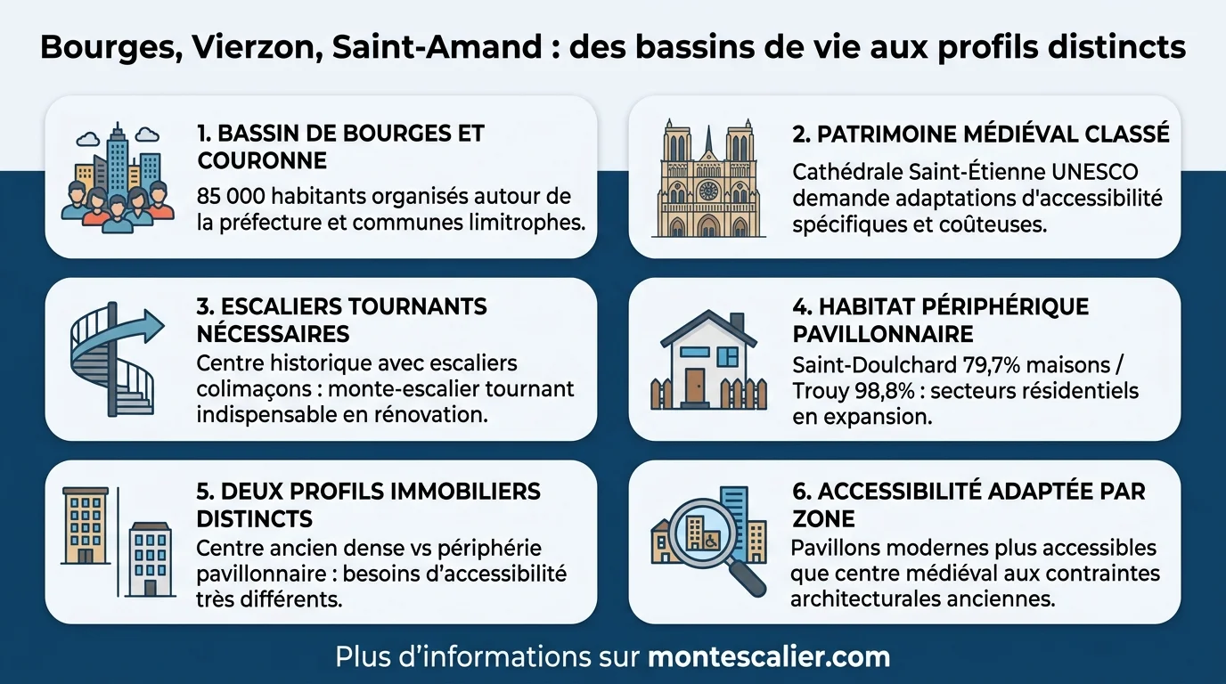 Bourges, Vierzon, Saint-Amand : des bassins de vie aux profils distincts