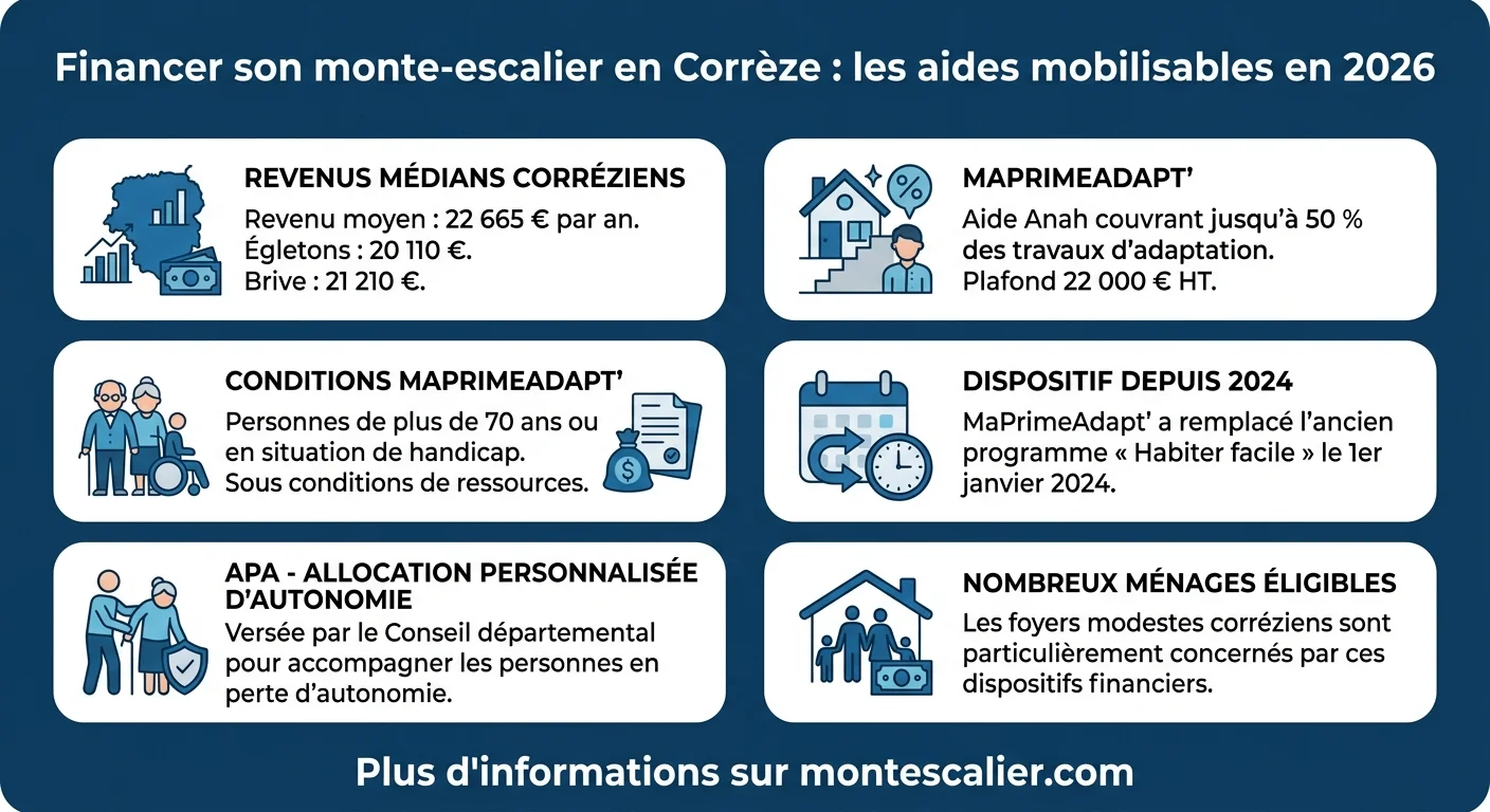 Financer son monte-escalier en Corrèze : les aides mobilisables en 2026