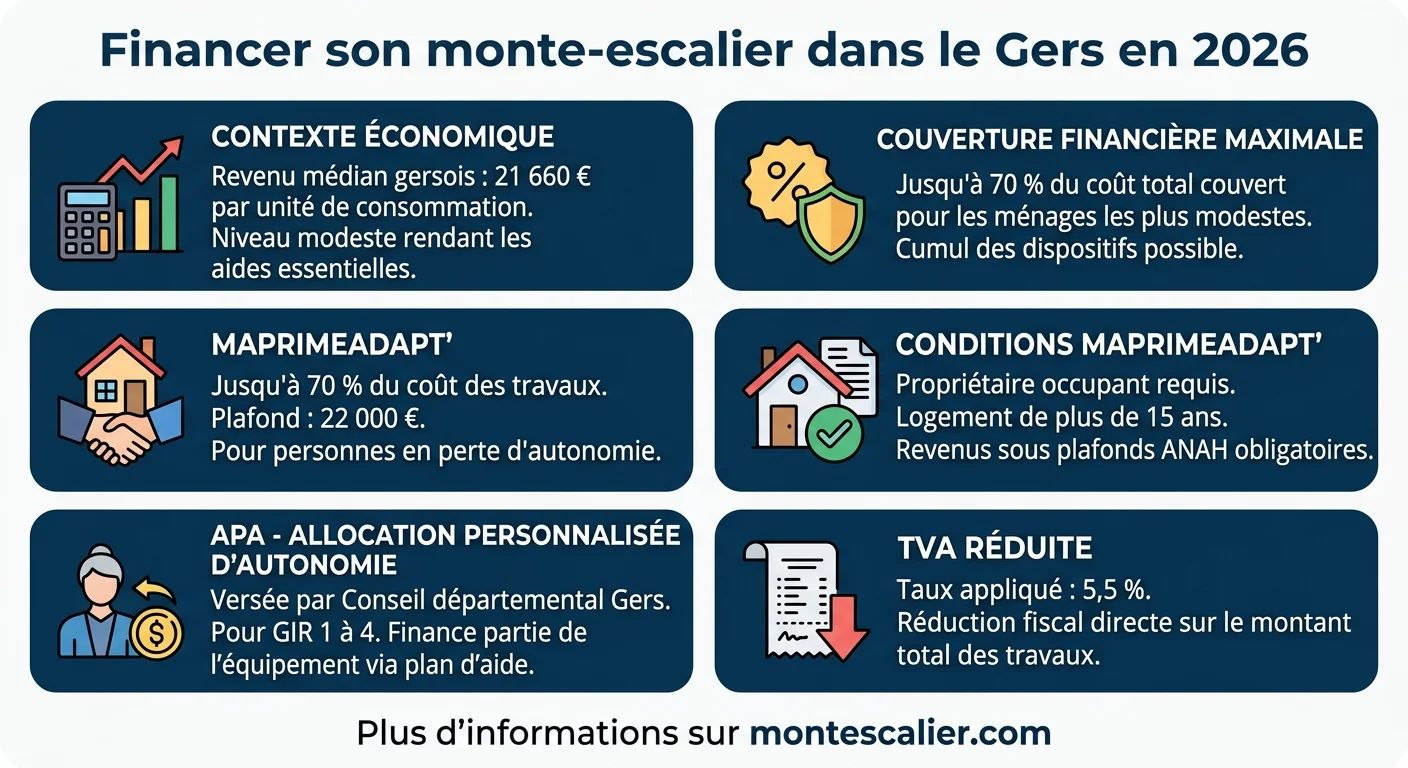 Financer son monte-escalier dans le Gers en 2026