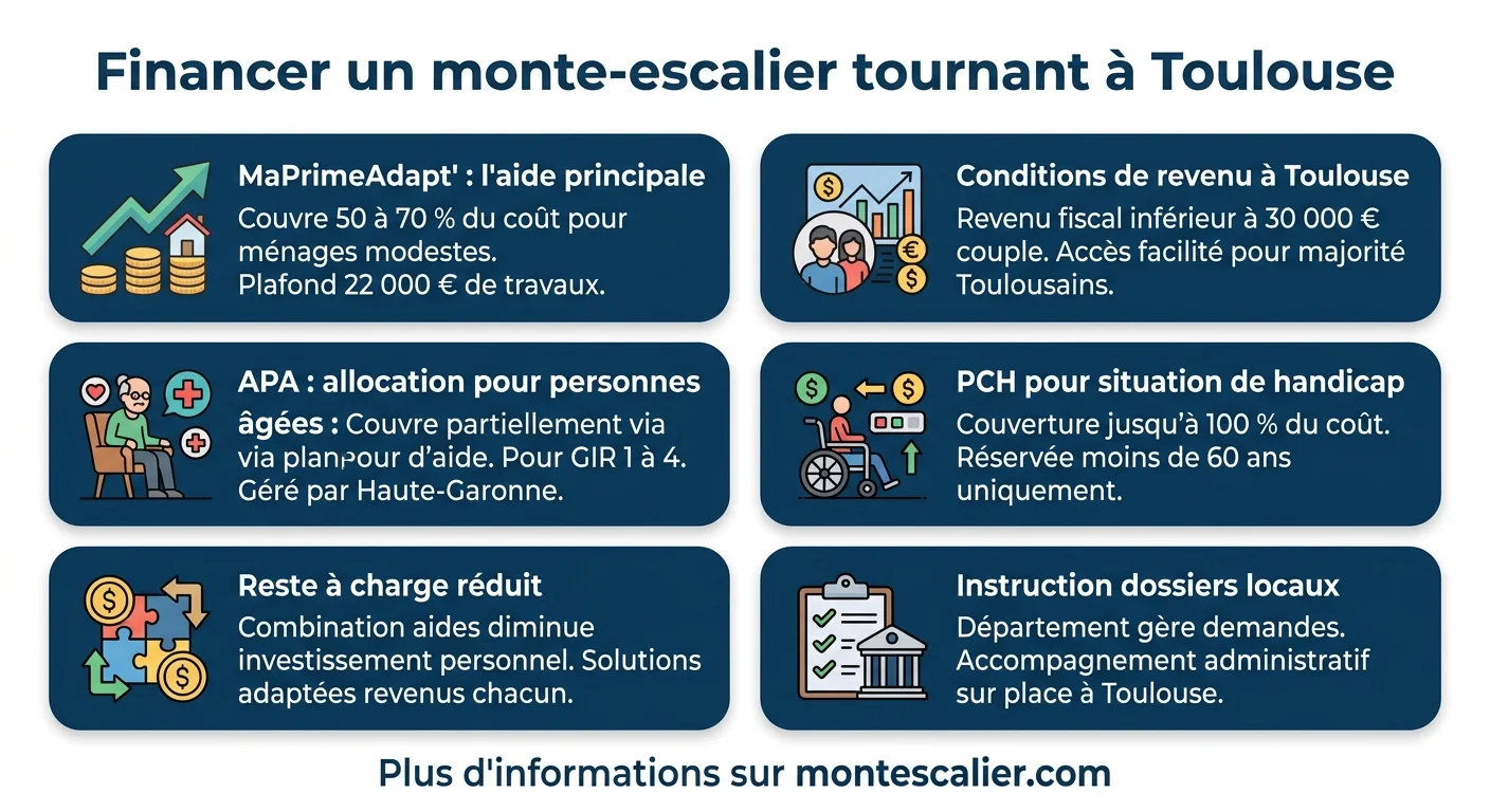 Financer un monte-escalier tournant à Toulouse