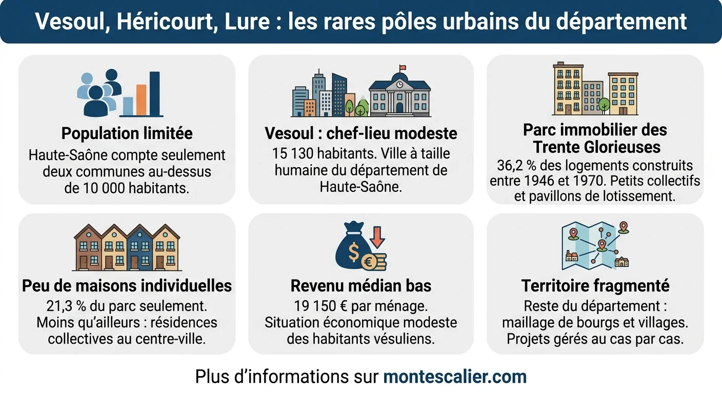 Vesoul, Héricourt, Lure : les rares pôles urbains du département