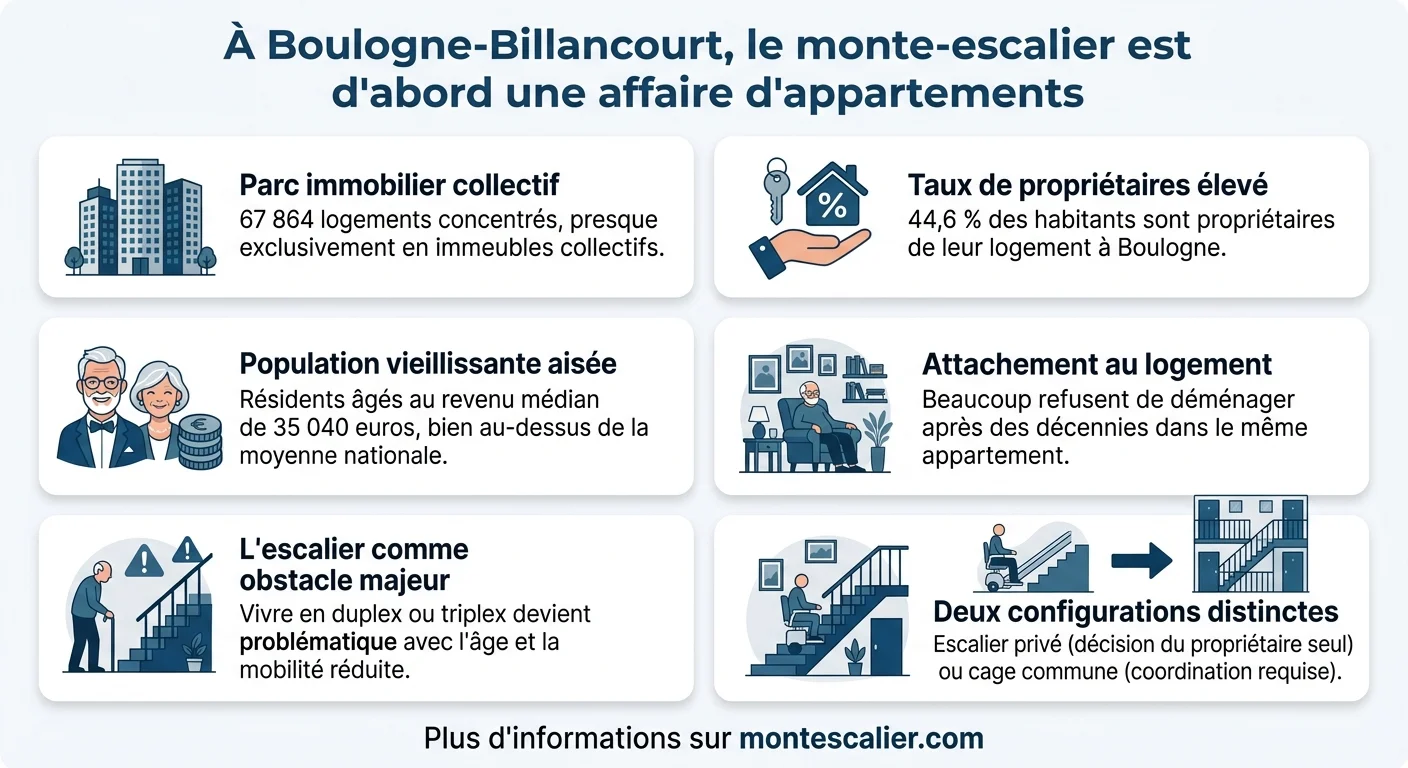 À Boulogne-Billancourt, le monte-escalier est d'abord une affaire d'appartements