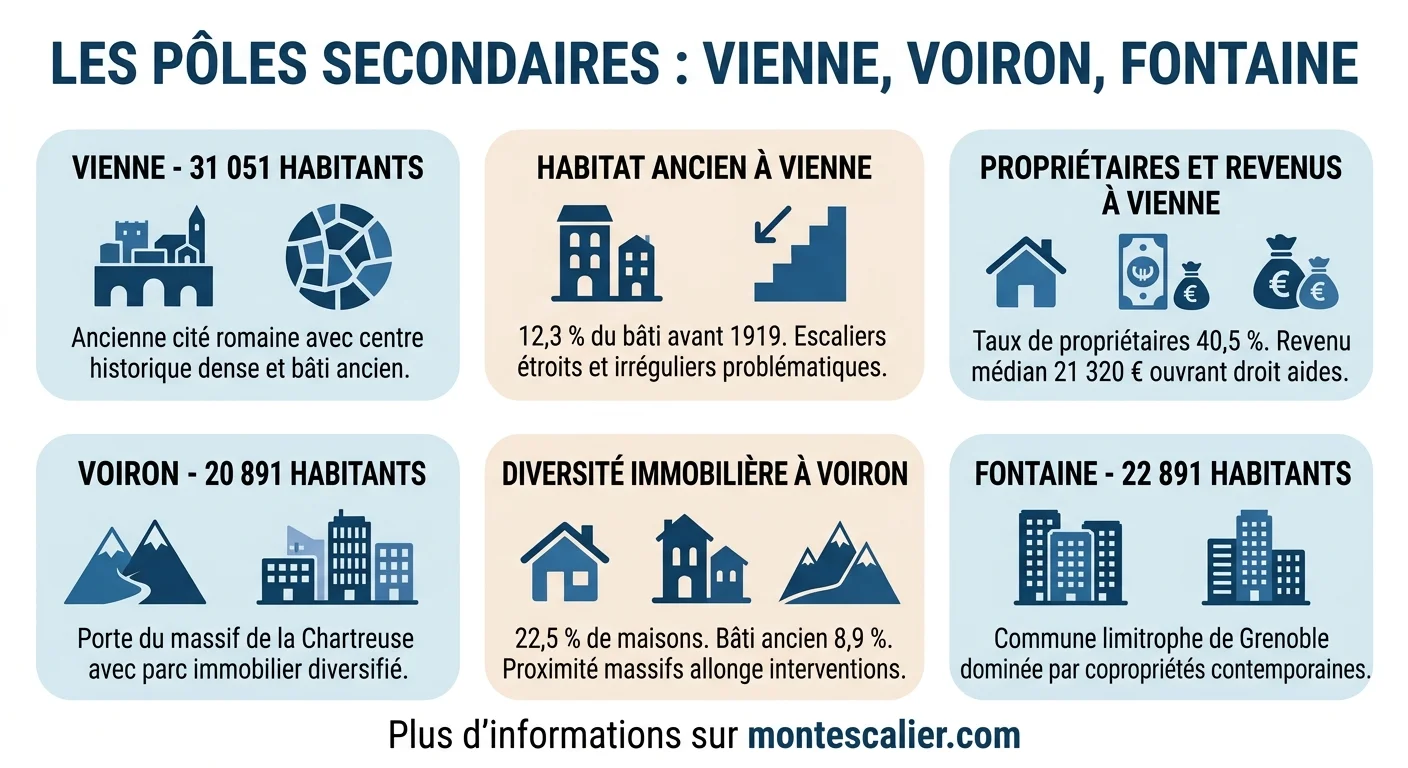 Vienne, Voiron, Fontaine : les pôles secondaires