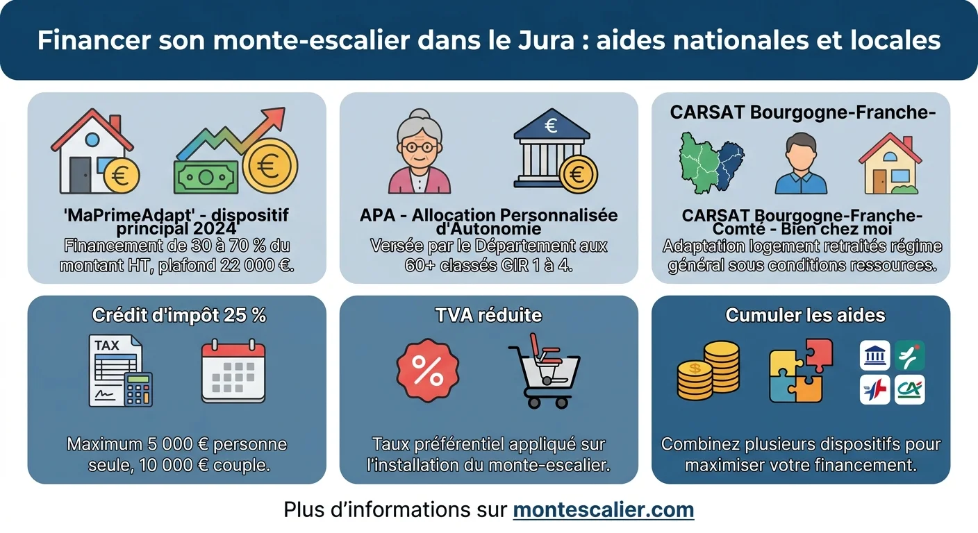 Financer son monte-escalier dans le Jura : aides nationales et locales