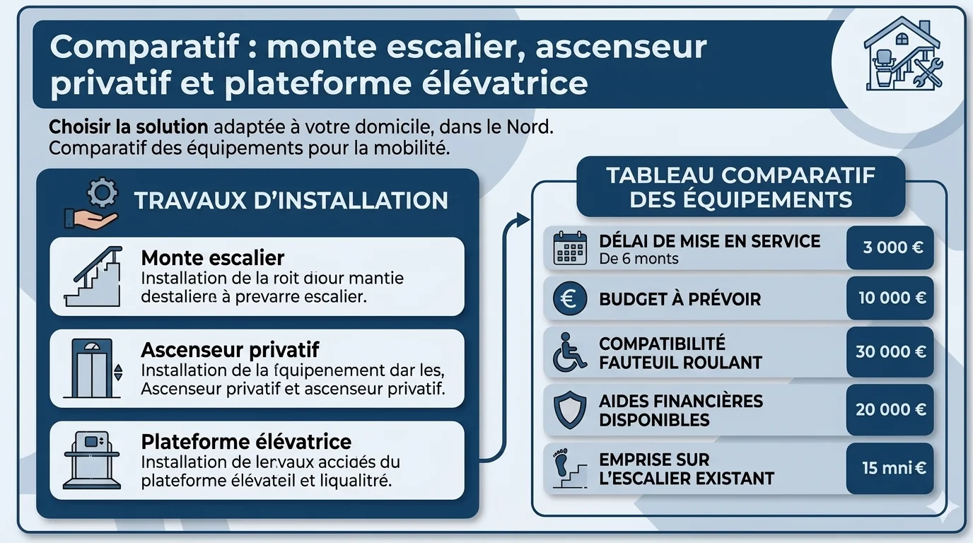 Comparatif : monte escalier, ascenseur privatif et plateforme élévatrice