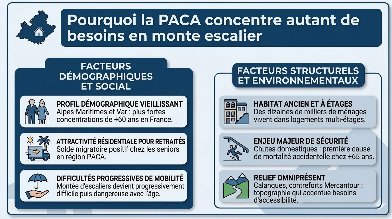 Pourquoi la PACA concentre autant de besoins en monte escalier