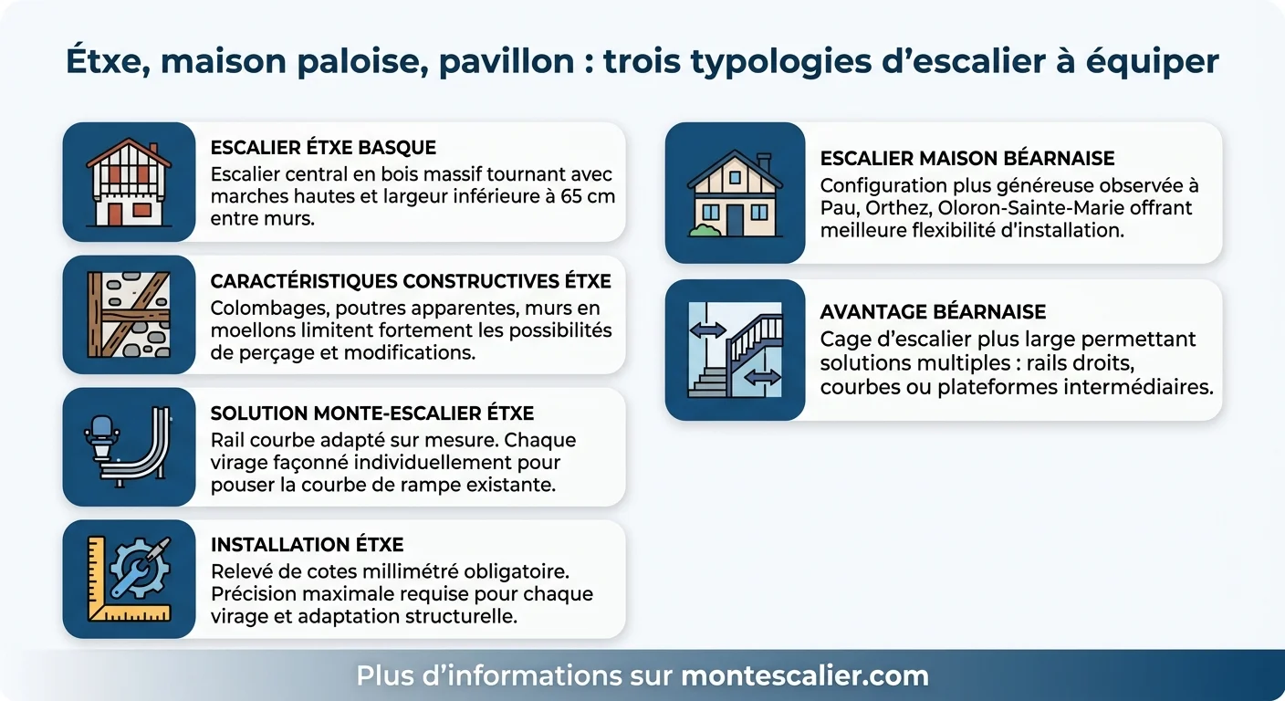 Étxe, maison paloise, pavillon : trois typologies d'escalier à équiper