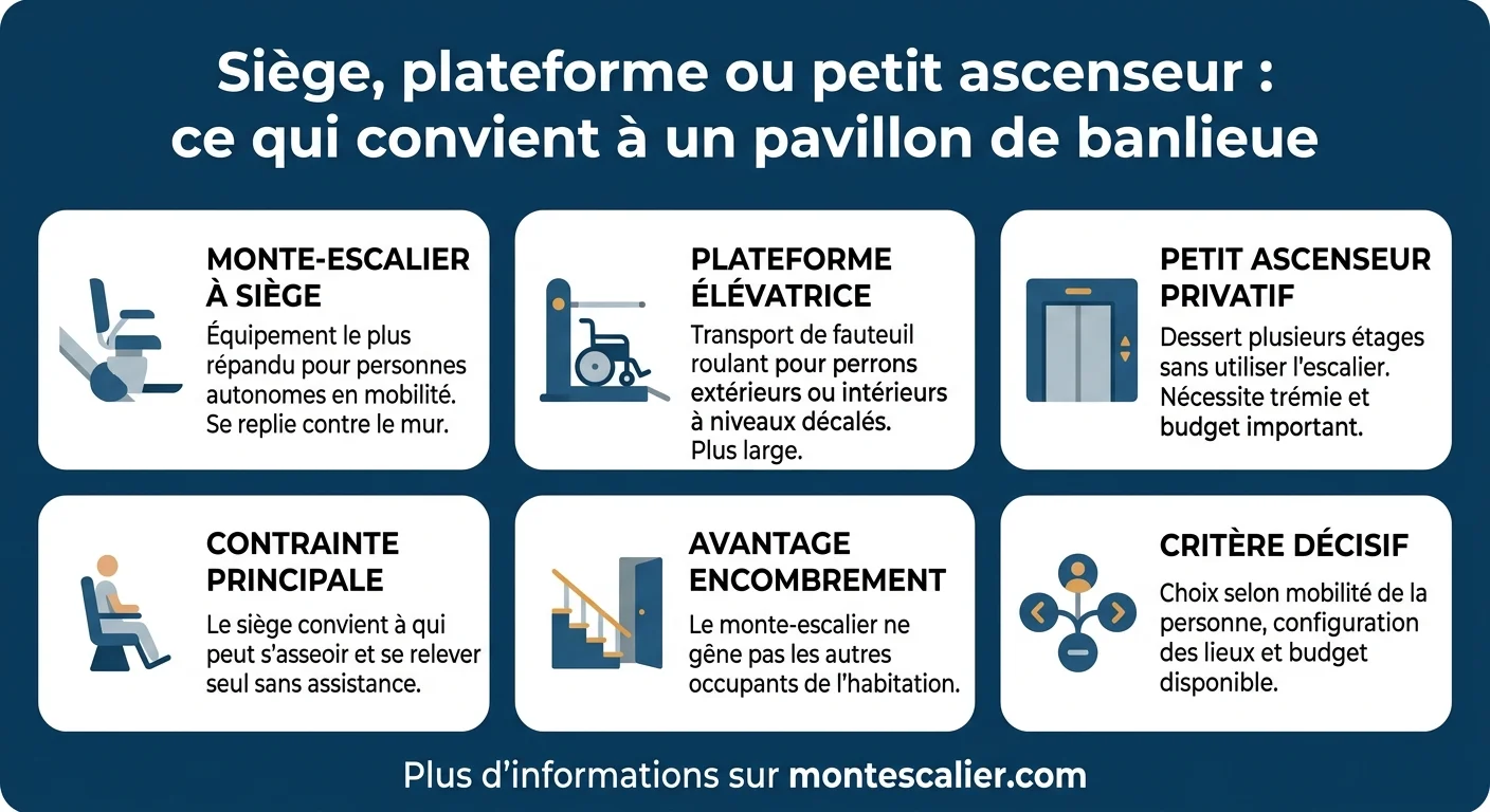 Siège, plateforme ou petit ascenseur : ce qui convient à un pavillon de banlieue