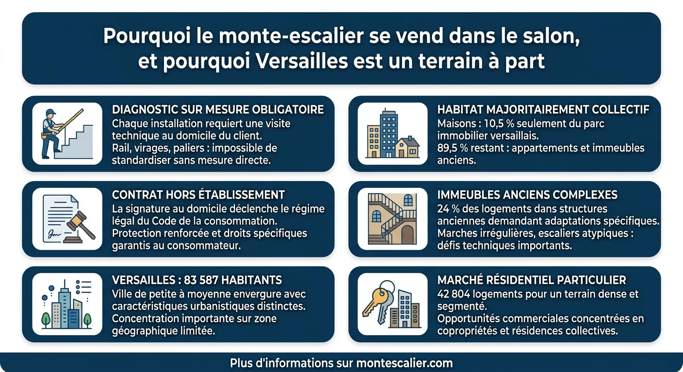 Pourquoi le monte-escalier se vend dans le salon, et pourquoi Versailles est un terrain à part